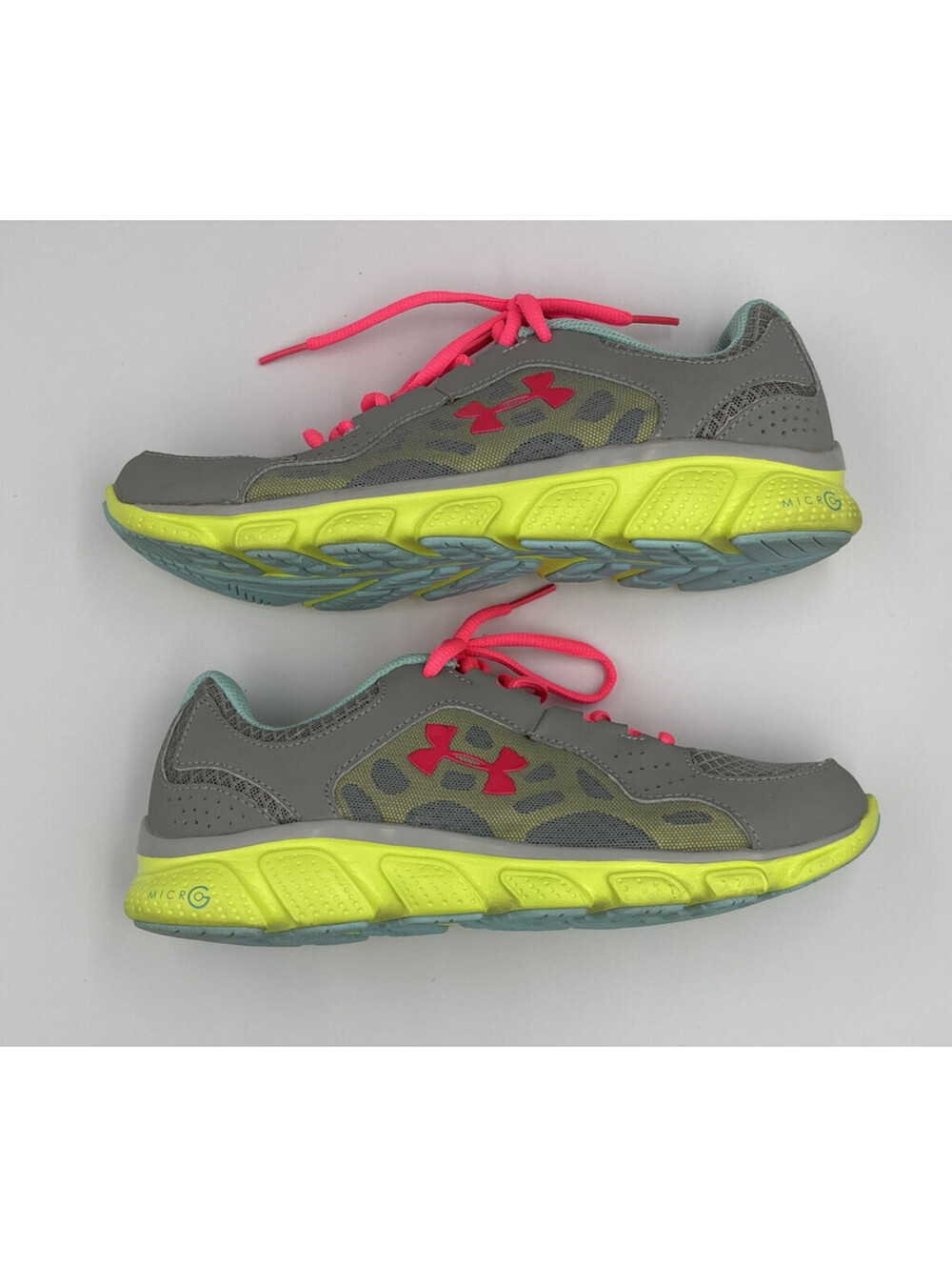 Under Armour Micro G Assert IV Running Shoes Gray Pink Neon Women’s 8